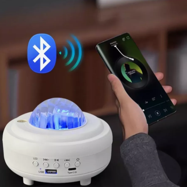 Музыкальный проектор – ночник Сияние с bluetooth  колонкой XY-899 LED (8 световых режимов, 3 уровня яркости, USB)